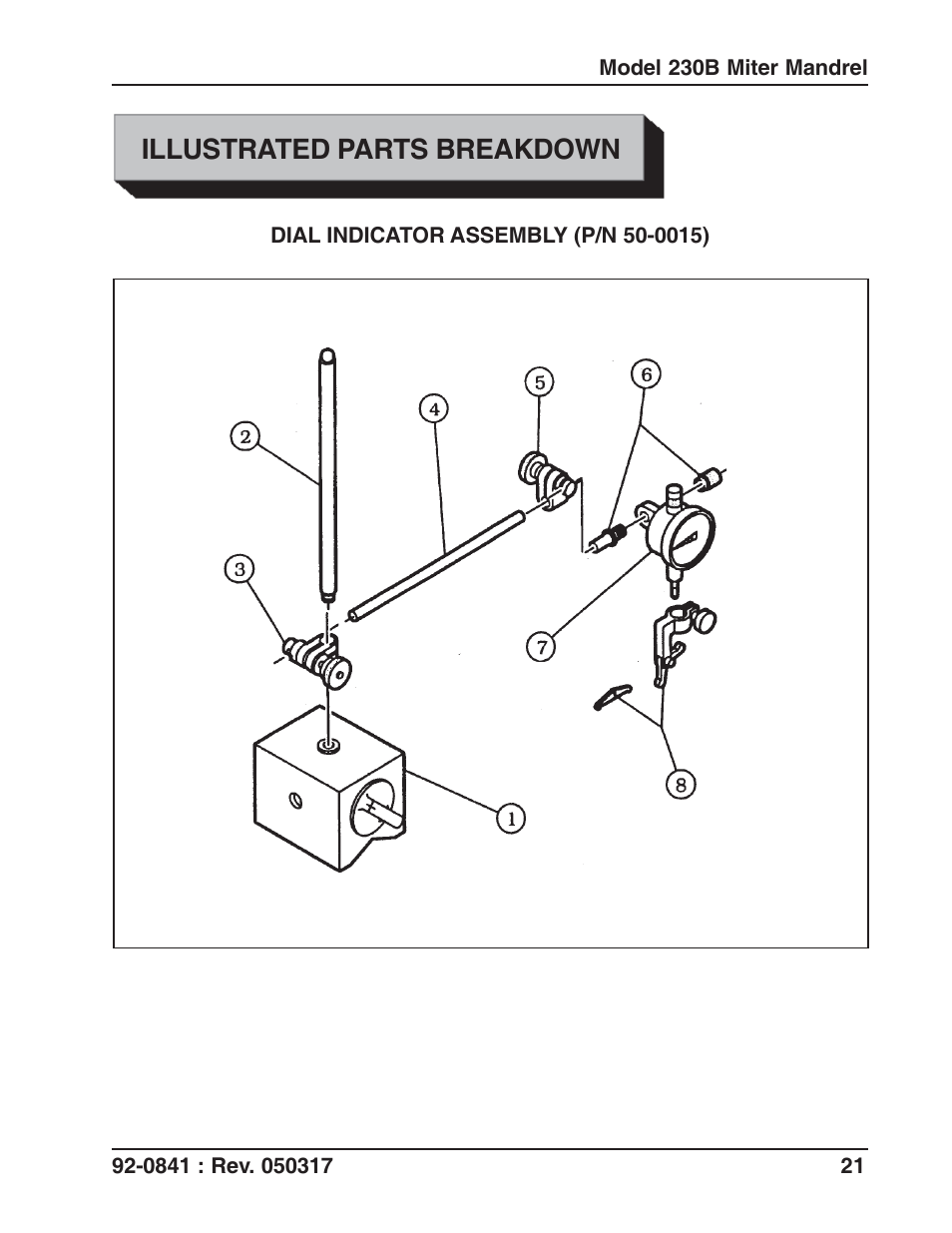 Illustrated parts breakdown | Tri Tool 230B Miter Mandrel User Manual | Page 21 / 25