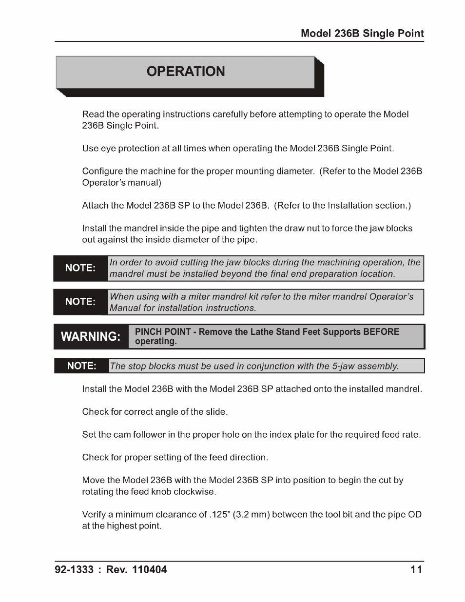 Warning | Tri Tool 236B Single Point User Manual | Page 11 / 32