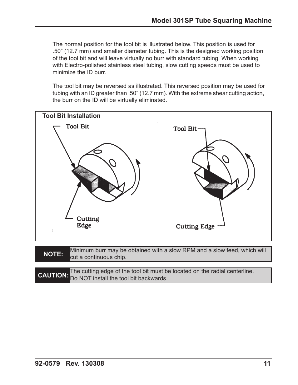 Tri Tool 301SP Tube Squaring User Manual | Page 11 / 35