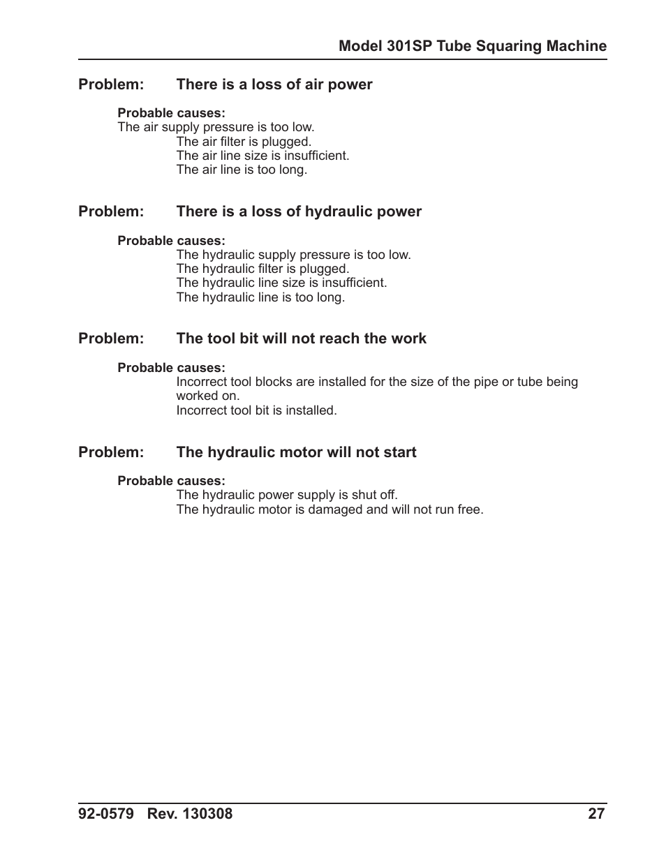 Tri Tool 301SP Tube Squaring User Manual | Page 27 / 35