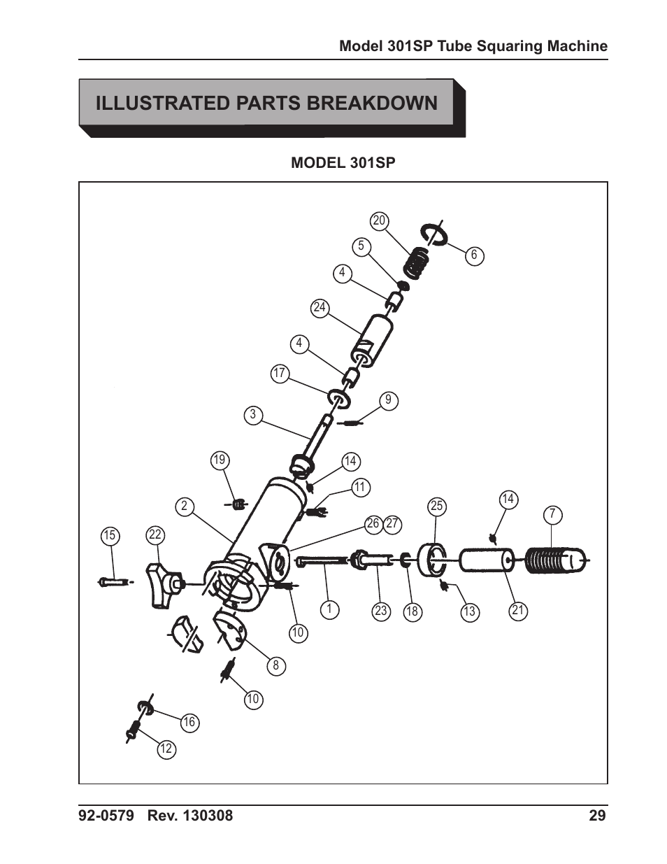 Illustrated parts breakdown | Tri Tool 301SP Tube Squaring User Manual | Page 29 / 35