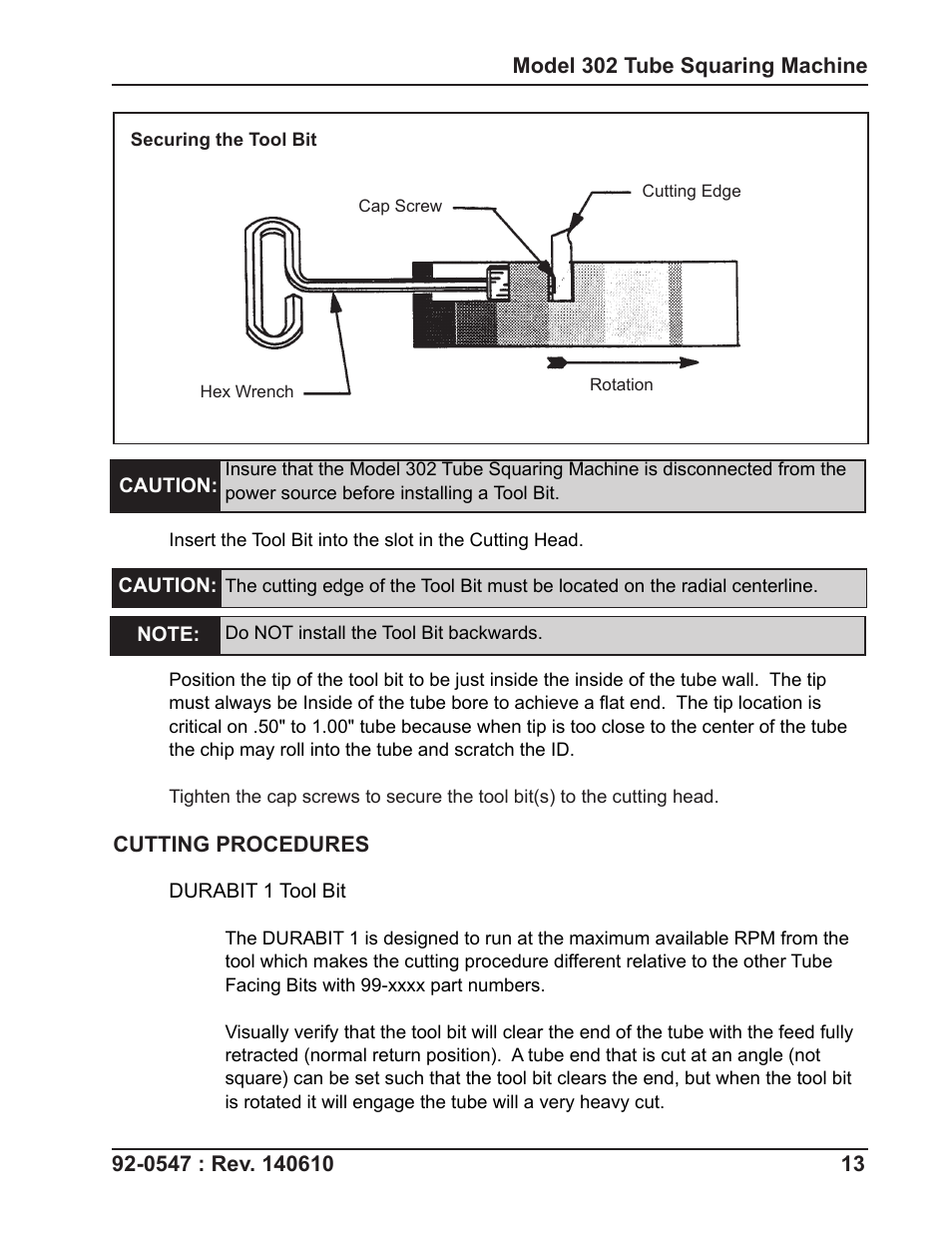 Tri Tool 302 Tube Squaring User Manual | Page 13 / 31