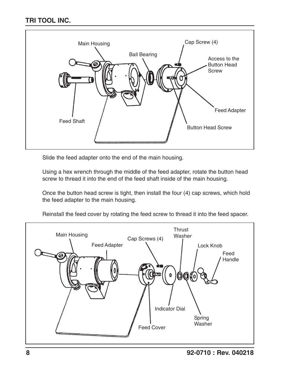 Tri Tool 302 Tube Squaring Micro Feed Assembly User Manual | Page 8 / 11