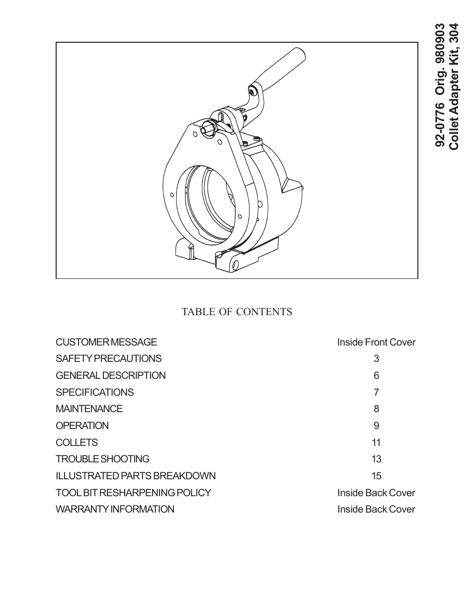 Tri Tool 304 Collet Adapter Kit User Manual | 16 pages