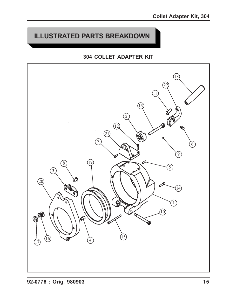 Illustrated parts breakdown | Tri Tool 304 Collet Adapter Kit User Manual | Page 15 / 16