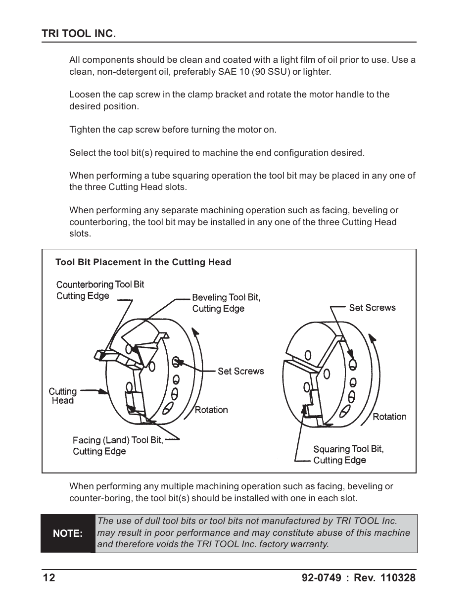 Tri Tool 304 Tube Squaring User Manual | Page 12 / 36