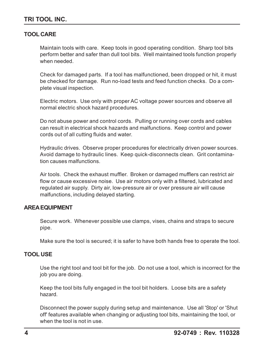 Tri Tool 304 Tube Squaring User Manual | Page 4 / 36