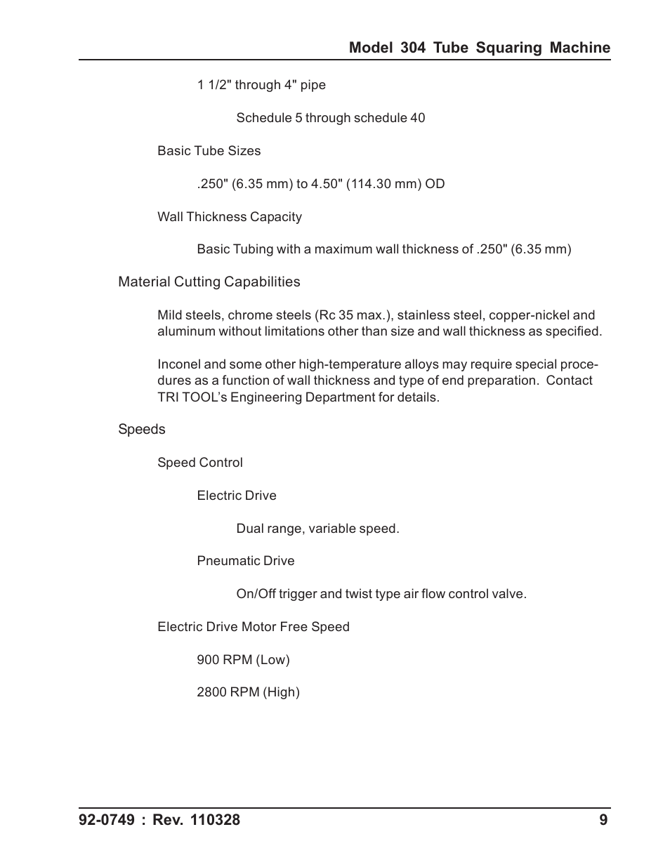 Tri Tool 304 Tube Squaring User Manual | Page 9 / 36