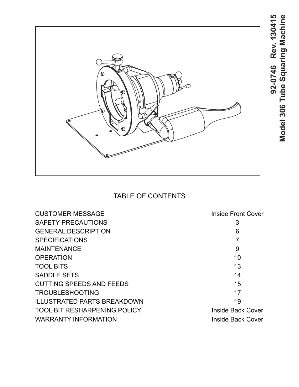 Tri Tool 306 Tube Squaring User Manual | 24 pages