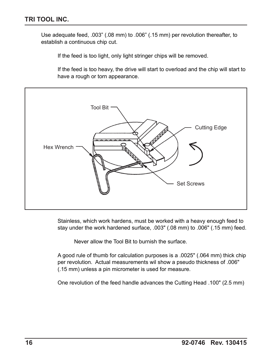 Tri Tool 306 Tube Squaring User Manual | Page 16 / 24