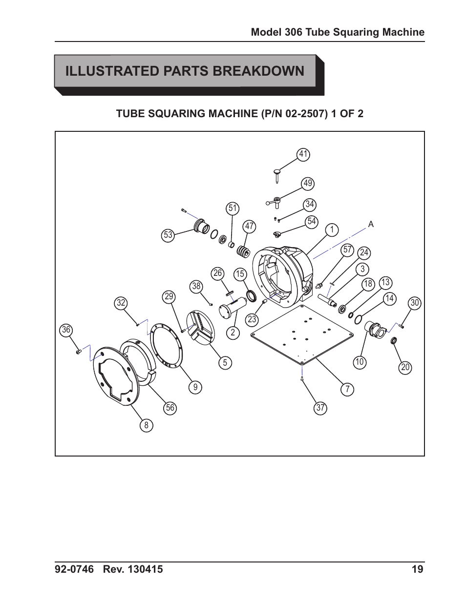 Illustrated parts breakdown | Tri Tool 306 Tube Squaring User Manual | Page 19 / 24