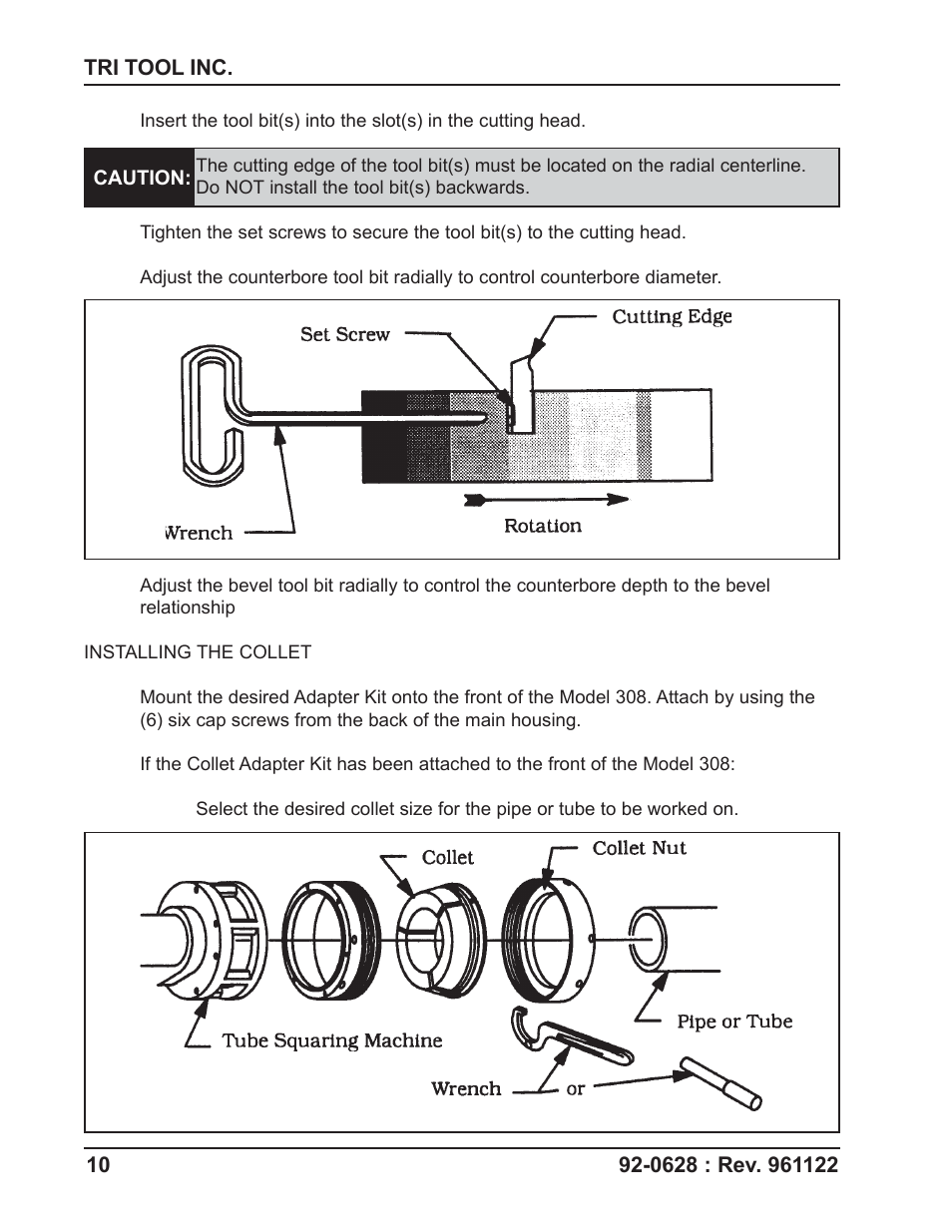 Tri Tool 308 Tube Squaring User Manual | Page 10 / 35