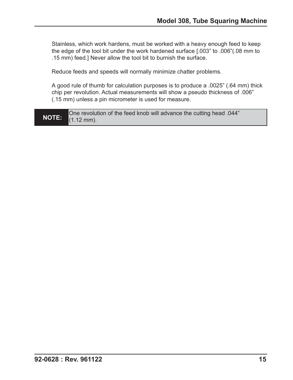 Tri Tool 308 Tube Squaring User Manual | Page 15 / 35