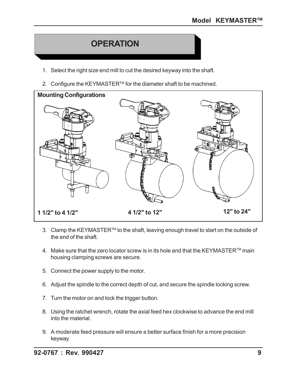 Operation | Tri Tool 404 & 424 Keymaster User Manual | Page 9 / 24