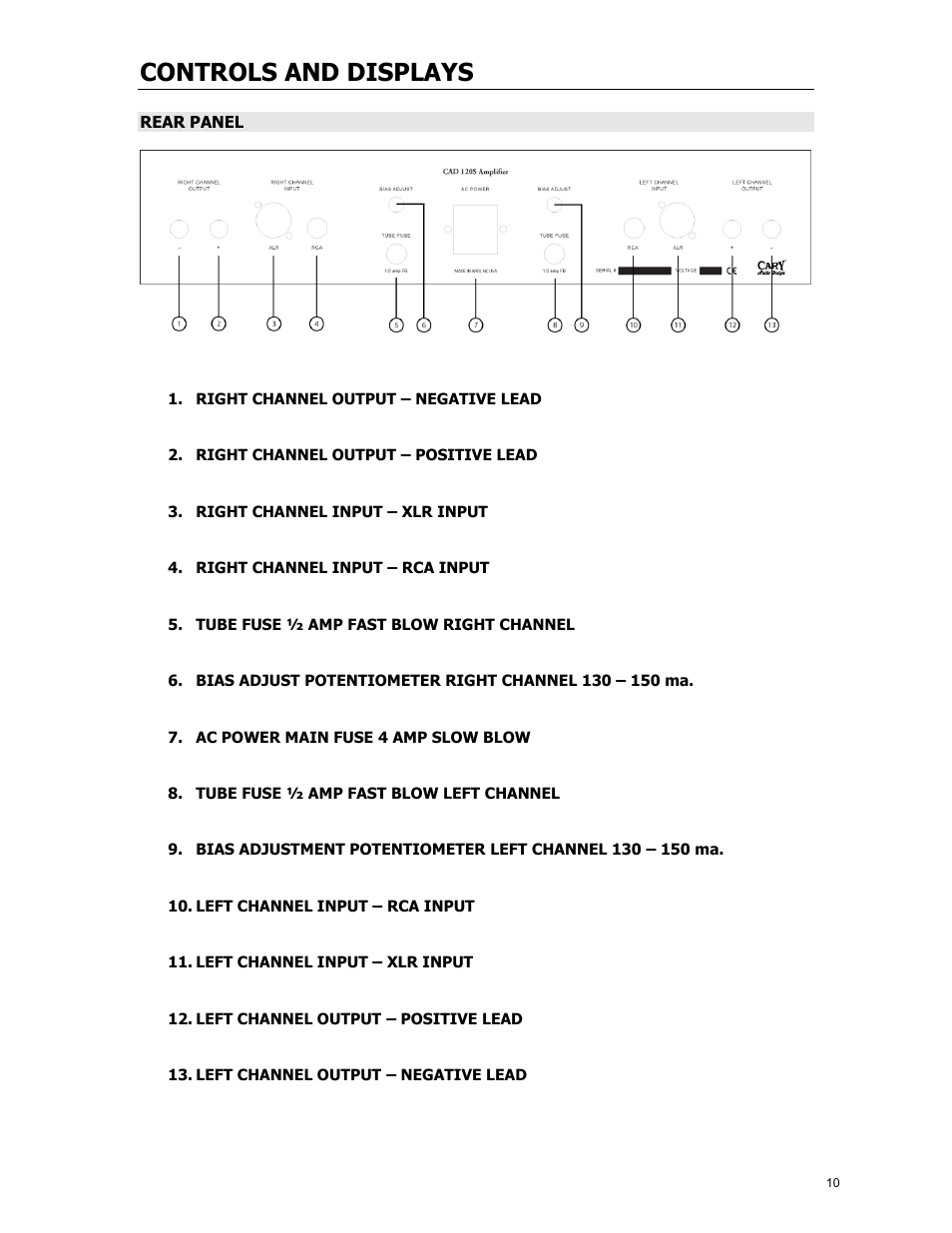 Controls and displays | Cary Audio Design CAD 120S MKII User Manual | Page 11 / 18