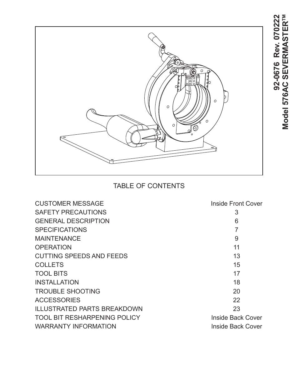 Tri Tool 576AC Sever Machine User Manual | 29 pages