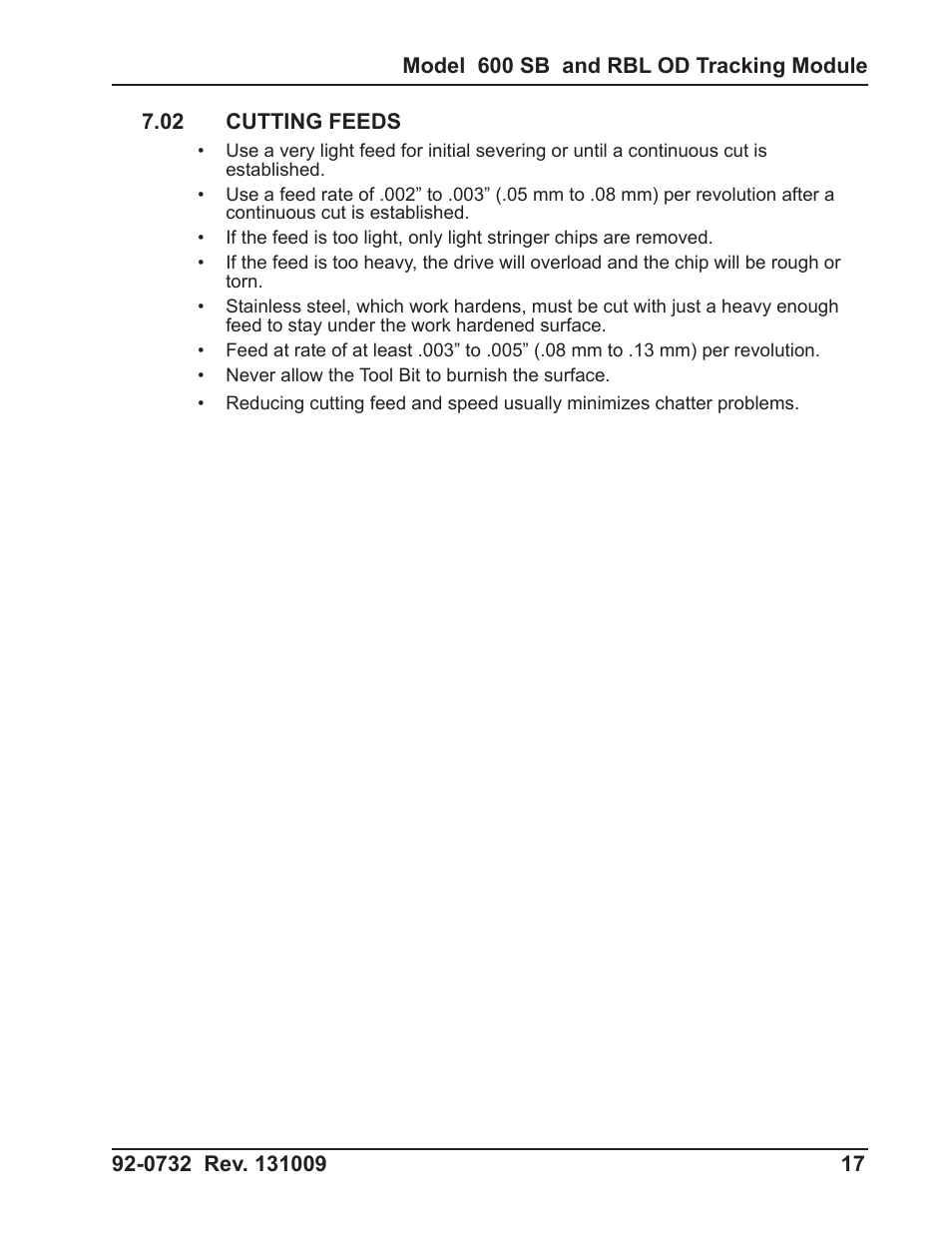 Tri Tool 600RBL and 600SB Series OD Tracking Module User Manual | Page 17 / 34