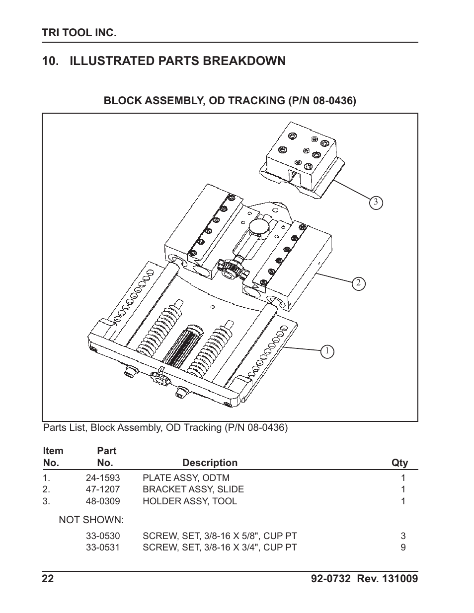 Illustrated parts breakdown | Tri Tool 600RBL and 600SB Series OD Tracking Module User Manual | Page 22 / 34