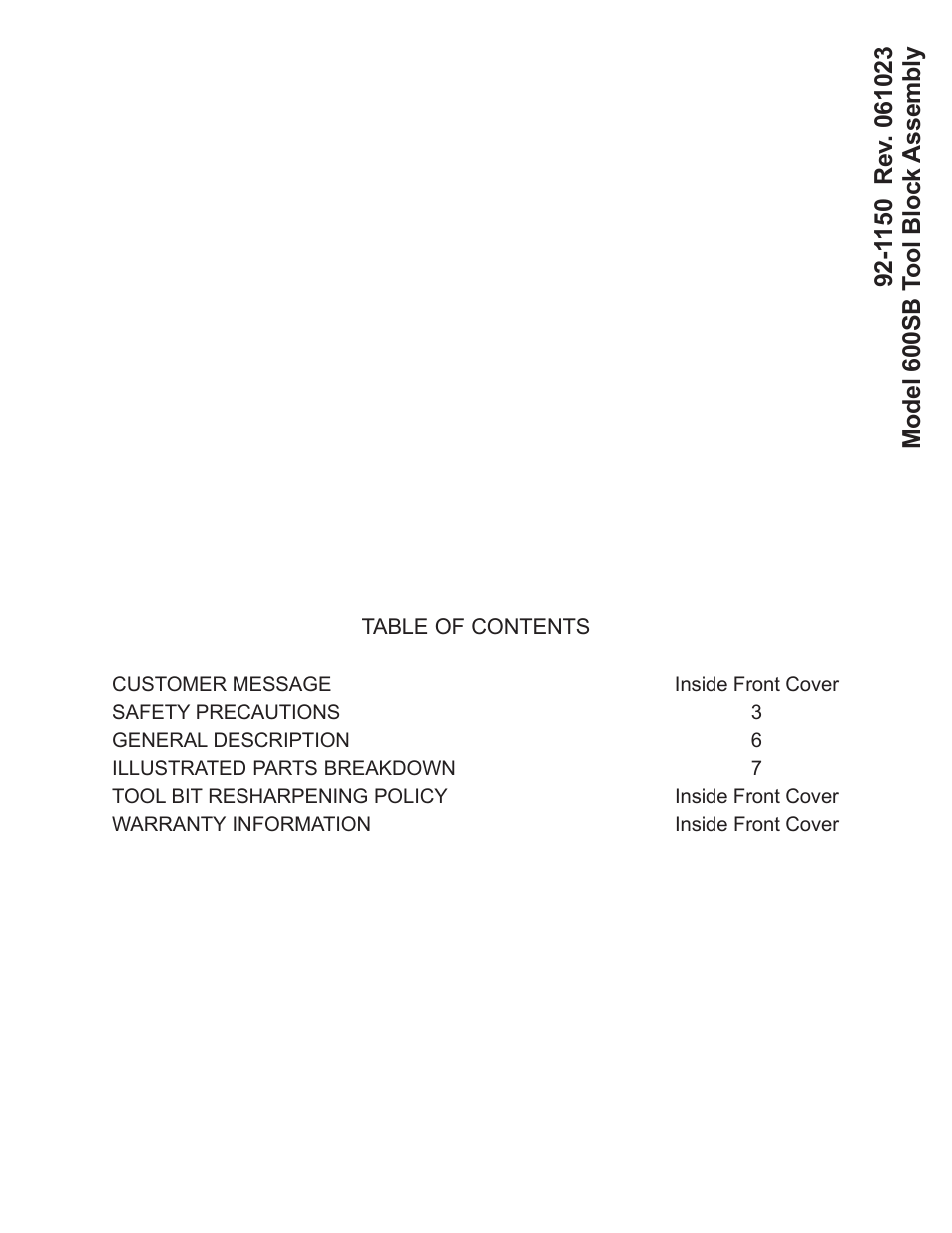 Tri Tool 600SB Series Tool Block Assembly User Manual | 12 pages