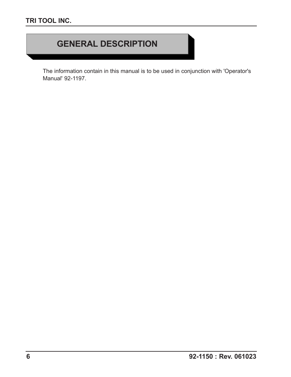 General description | Tri Tool 600SB Series Tool Block Assembly User Manual | Page 6 / 12