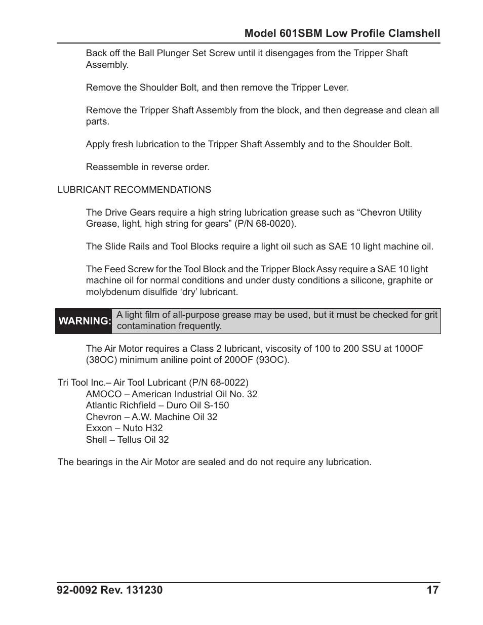 Tri Tool 601SBM Clamshell Air User Manual | Page 17 / 53