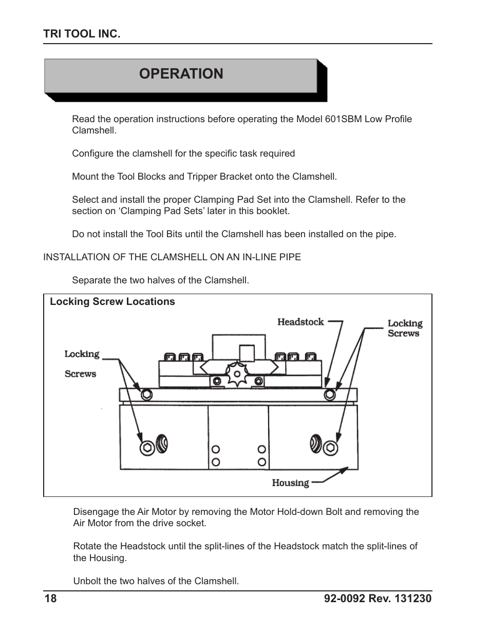 Operation | Tri Tool 601SBM Clamshell Air User Manual | Page 18 / 53