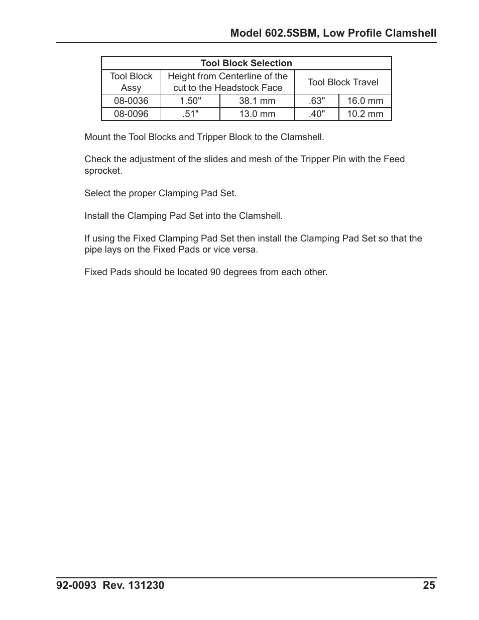 Tri Tool 602-5SBM Clamshell Air User Manual | Page 25 / 53