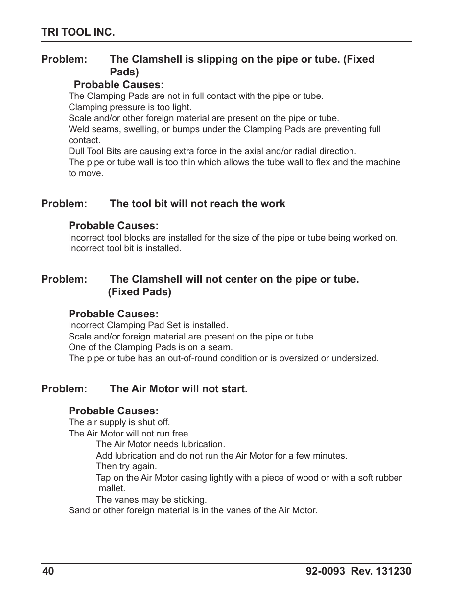 Tri Tool 602-5SBM Clamshell Air User Manual | Page 40 / 53