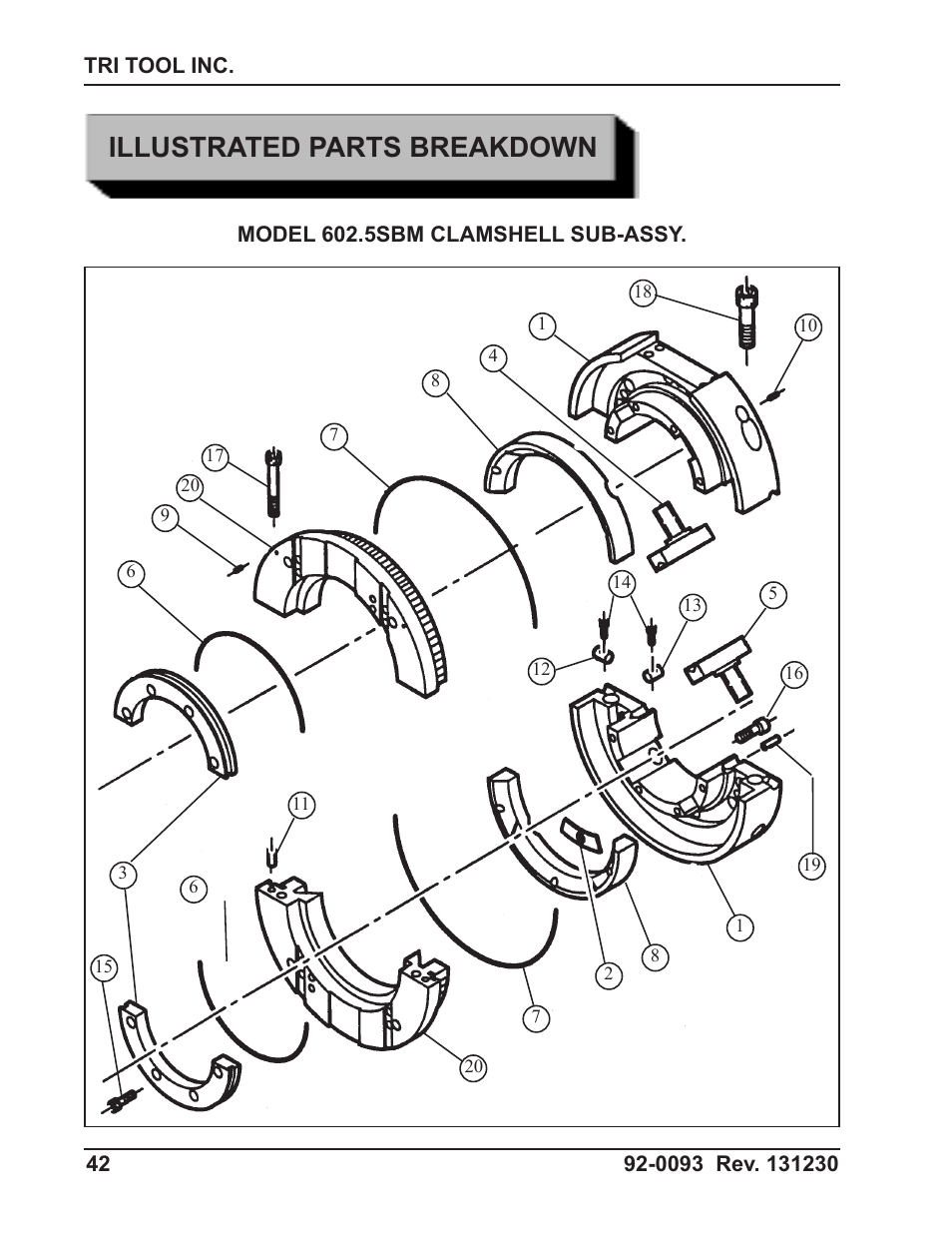 Illustrated parts breakdown | Tri Tool 602-5SBM Clamshell Air User Manual | Page 42 / 53
