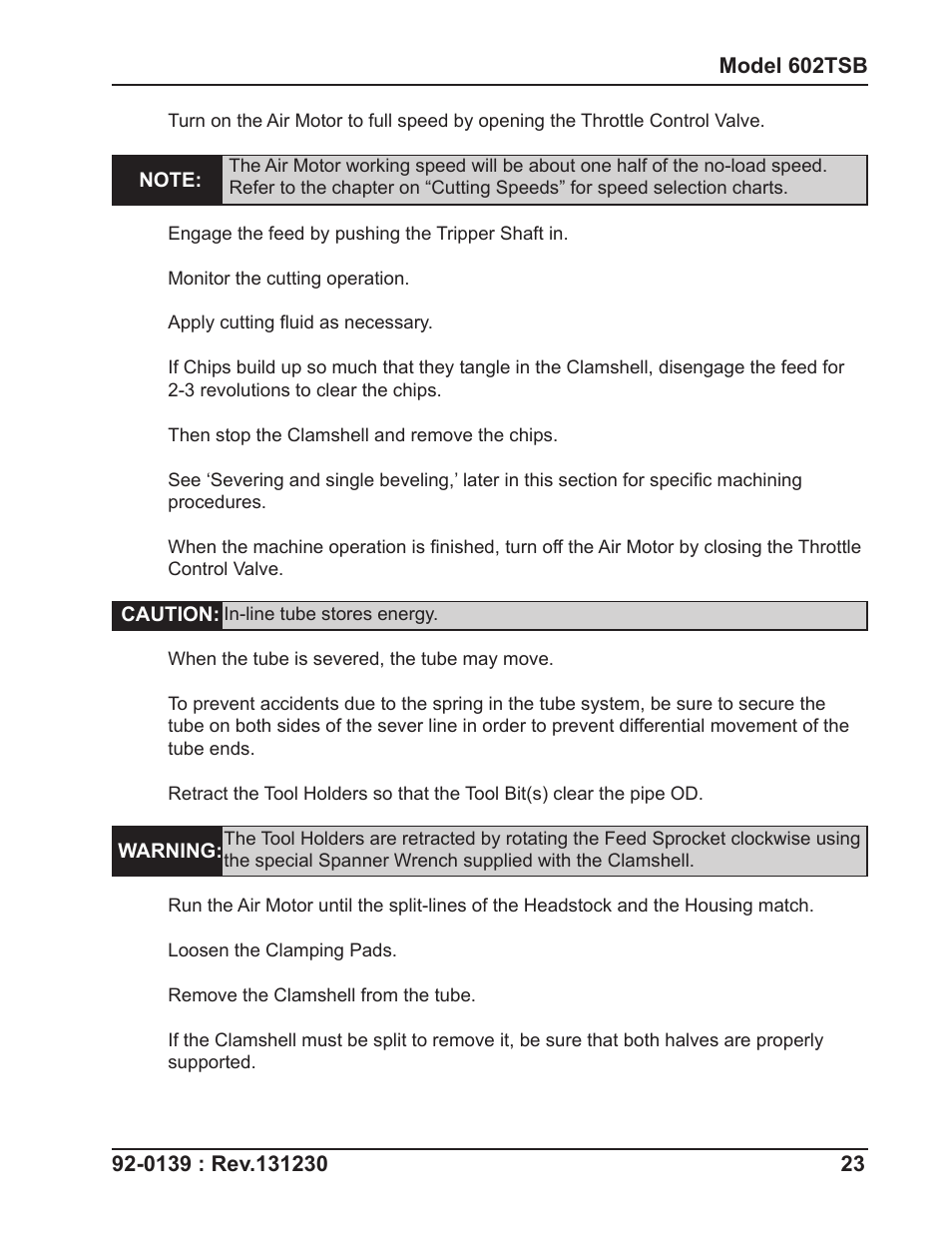 Tri Tool 602TSB Clamshell Air User Manual | Page 23 / 46