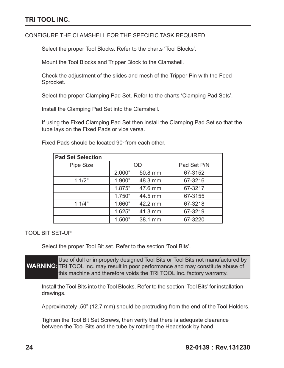 Tri Tool 602TSB Clamshell Air User Manual | Page 24 / 46