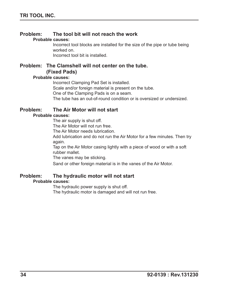 Tri Tool 602TSB Clamshell Air User Manual | Page 34 / 46