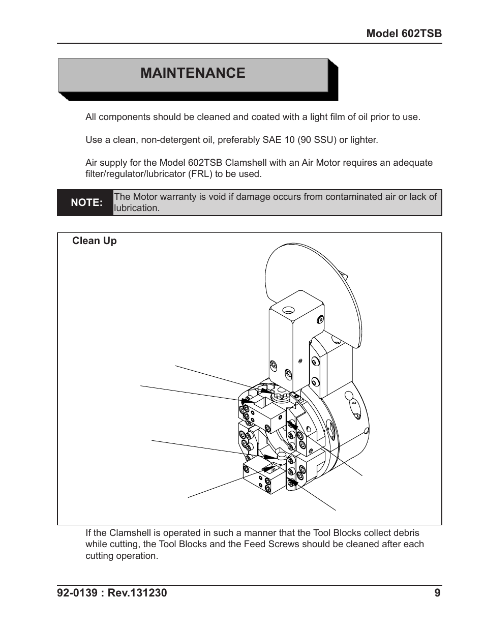 Maintenance | Tri Tool 602TSB Clamshell Air User Manual | Page 9 / 46