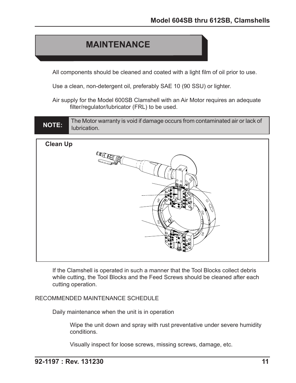 Maintenance | Tri Tool 604SB Clamshell User Manual | Page 11 / 72