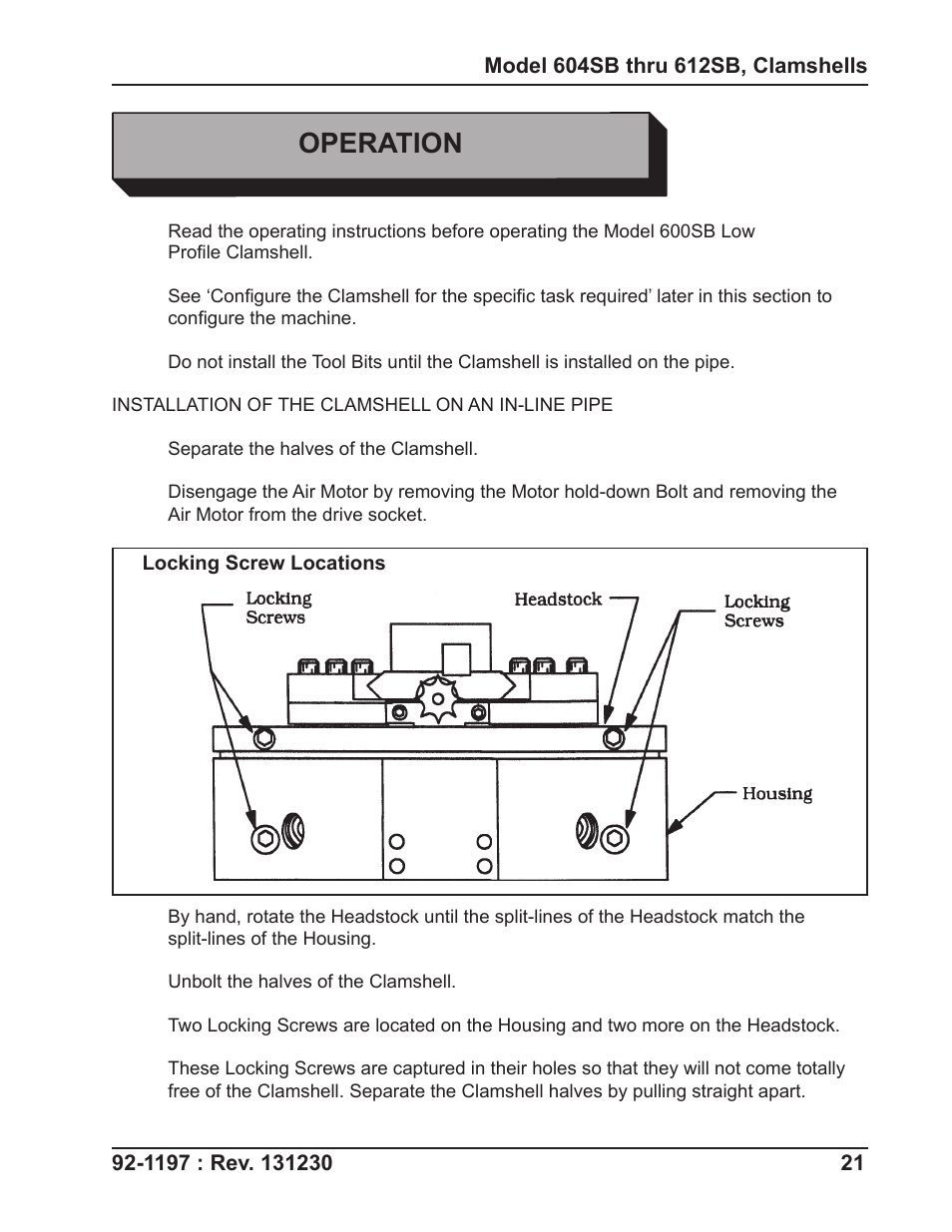 Operation | Tri Tool 604SB Clamshell User Manual | Page 21 / 72