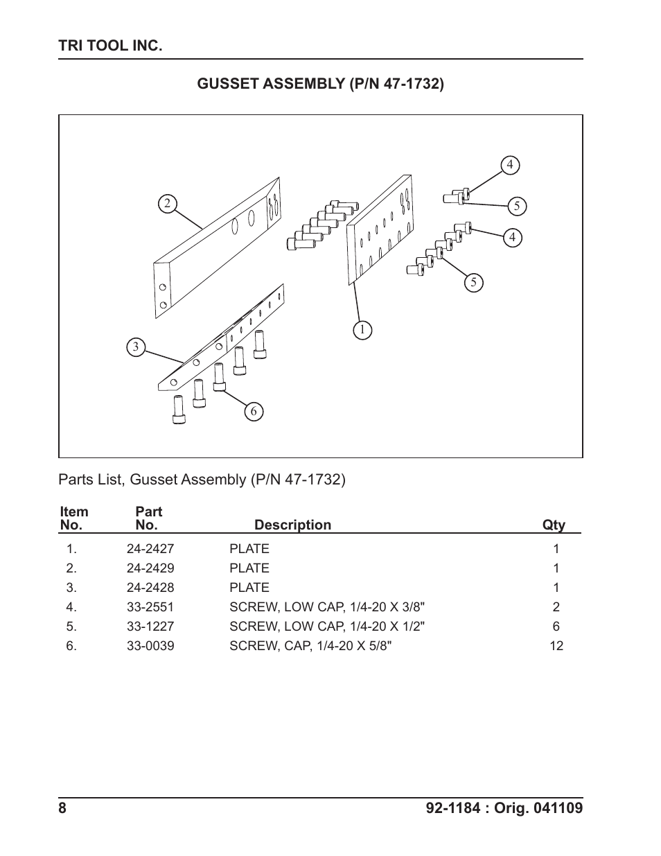 Tri Tool 604SB Weld Crown Reduction Module User Manual | Page 8 / 8