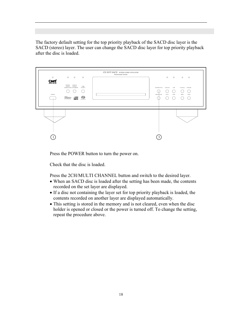 Playback | Cary Audio Design CD 303T SACD User Manual | Page 19 / 28