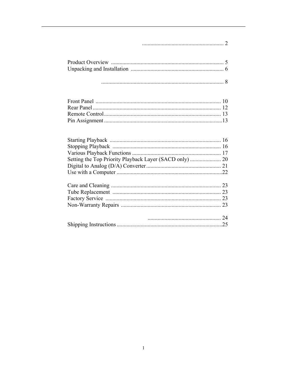Cary Audio Design CD 303T SACD User Manual | Page 2 / 28