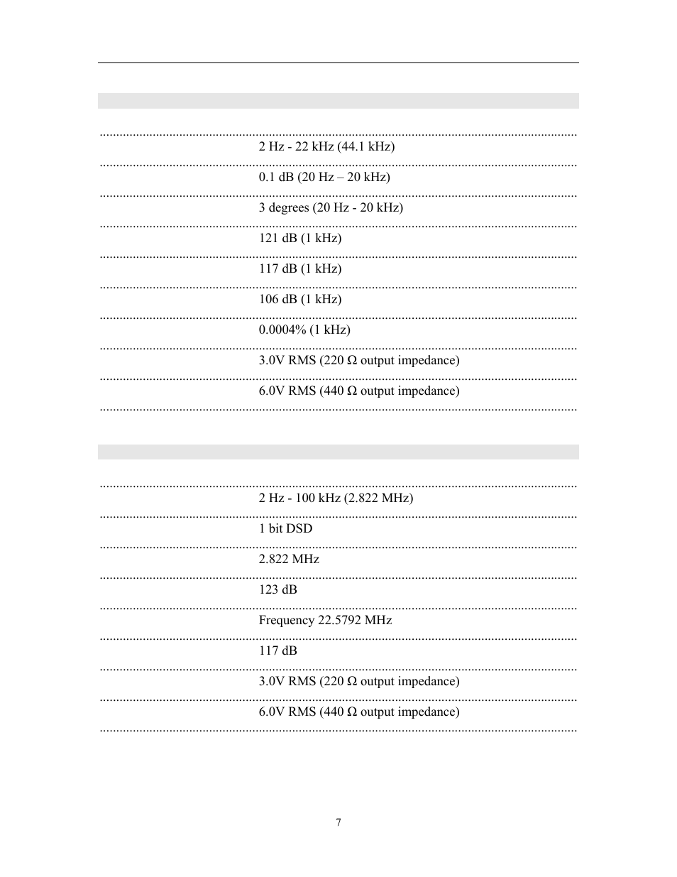 Specifications | Cary Audio Design CD 303T SACD User Manual | Page 8 / 28