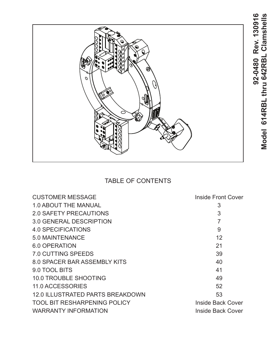 Tri Tool 614RBL Thru 636RBL Clamshells User Manual | 80 pages