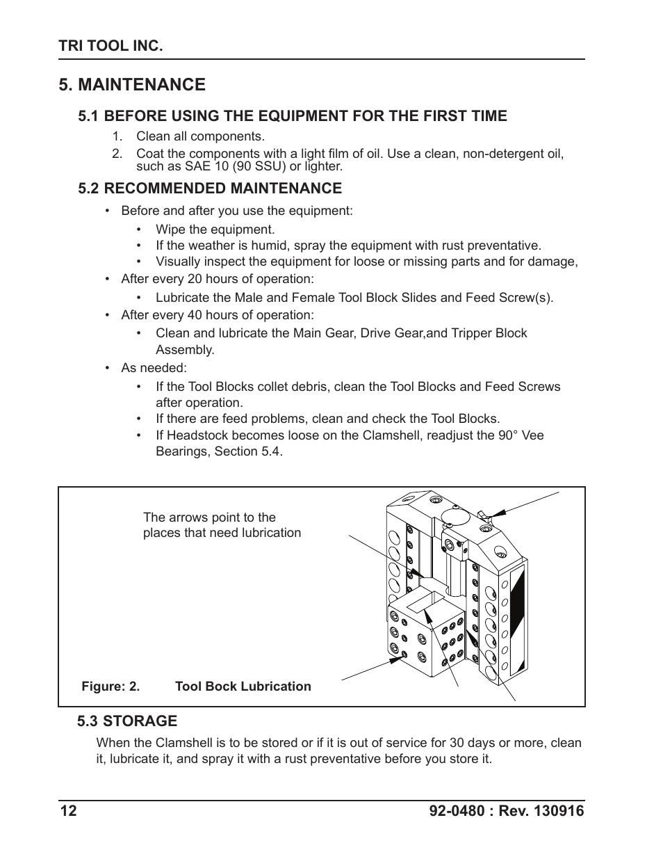 Maintenance | Tri Tool 614RBL Thru 636RBL Clamshells User Manual | Page 12 / 80