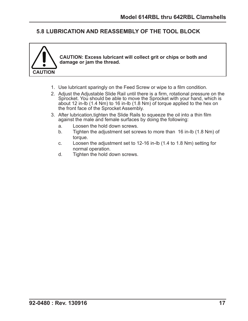 Tri Tool 614RBL Thru 636RBL Clamshells User Manual | Page 17 / 80