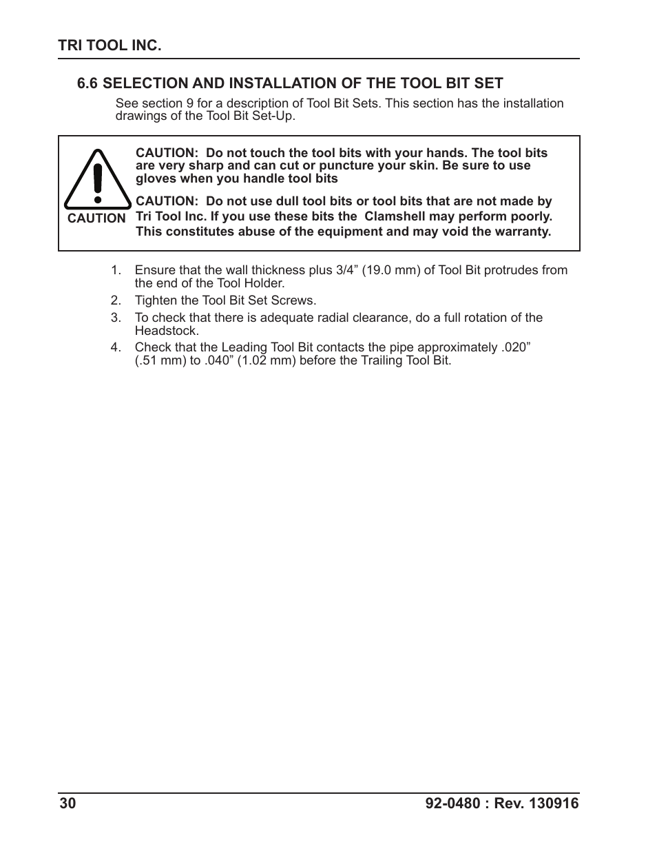 Tri Tool 614RBL Thru 636RBL Clamshells User Manual | Page 30 / 80