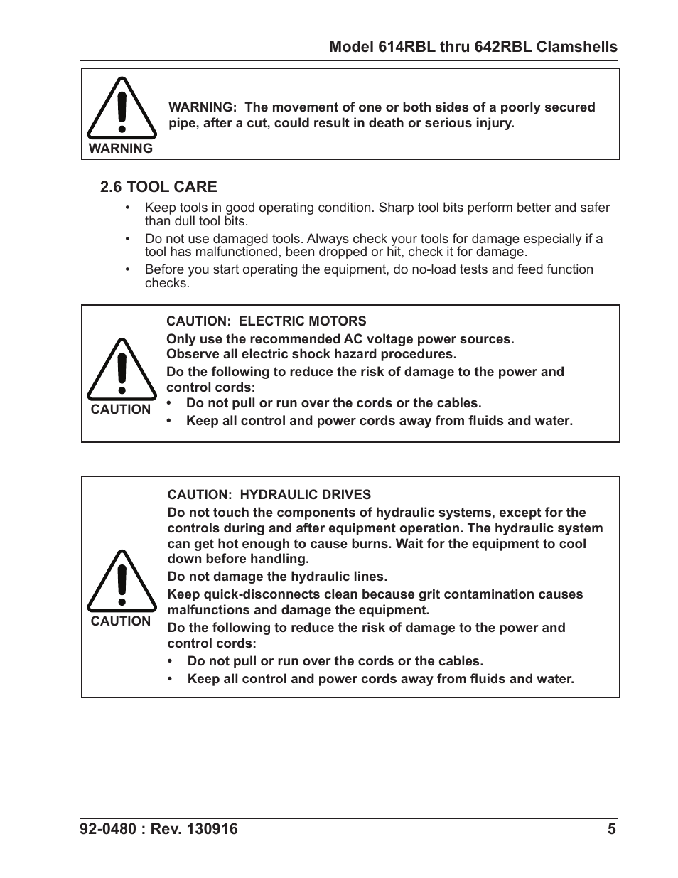 Tri Tool 614RBL Thru 636RBL Clamshells User Manual | Page 5 / 80