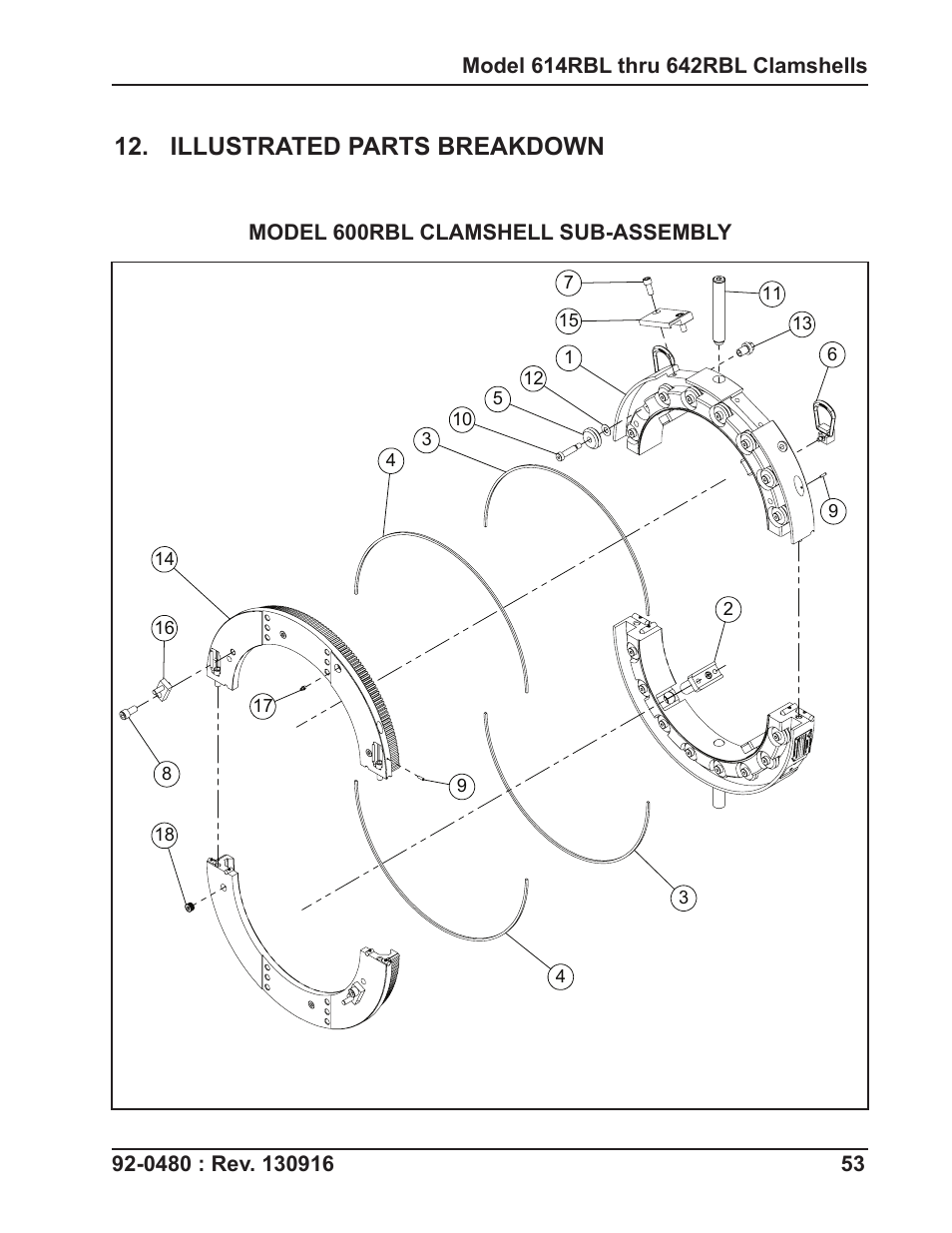 Illustrated parts breakdown | Tri Tool 614RBL Thru 636RBL Clamshells User Manual | Page 53 / 80