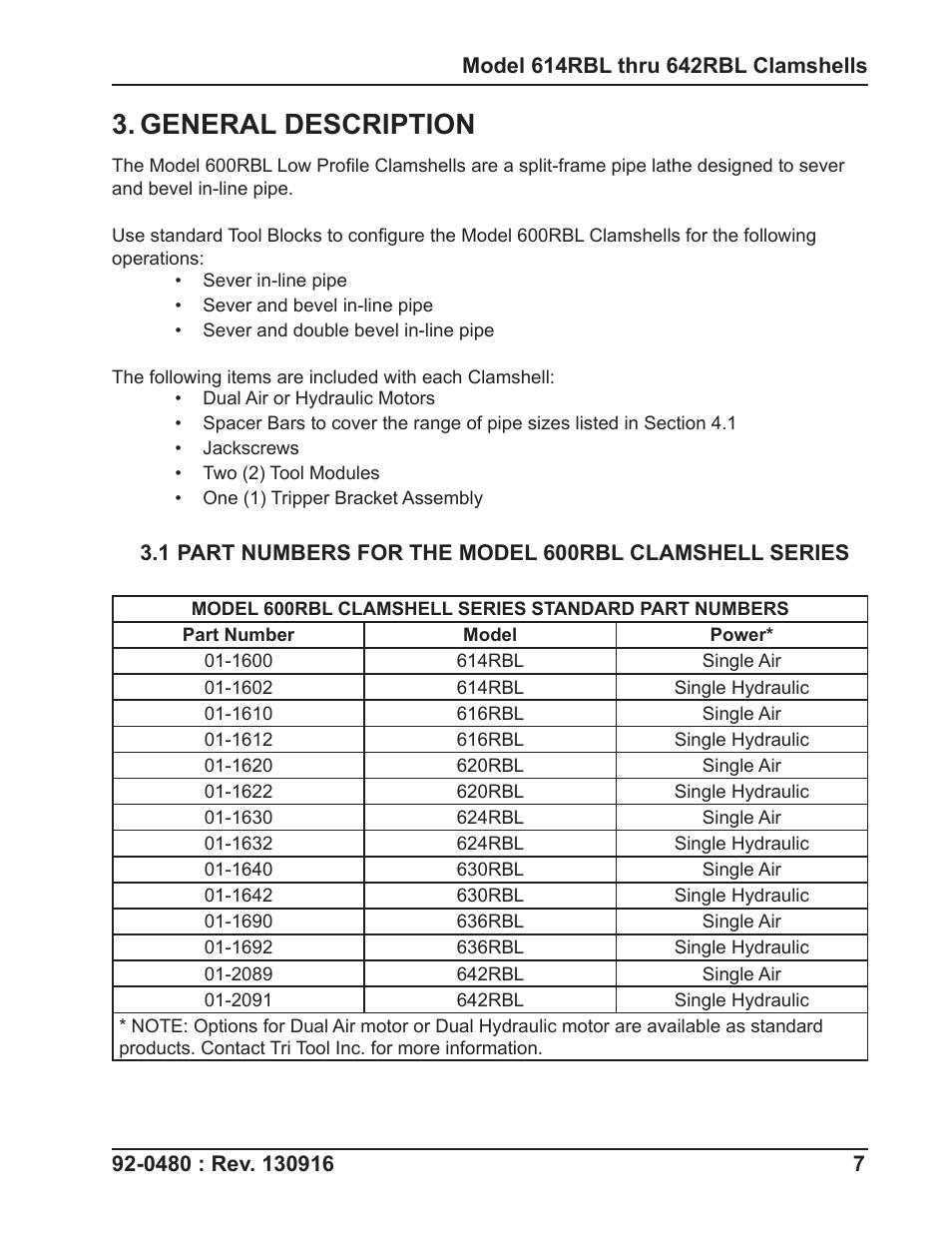 General description | Tri Tool 614RBL Thru 636RBL Clamshells User Manual | Page 7 / 80