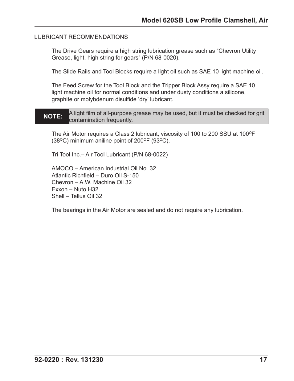 Tri Tool 620SB Clamshell Air User Manual | Page 17 / 57