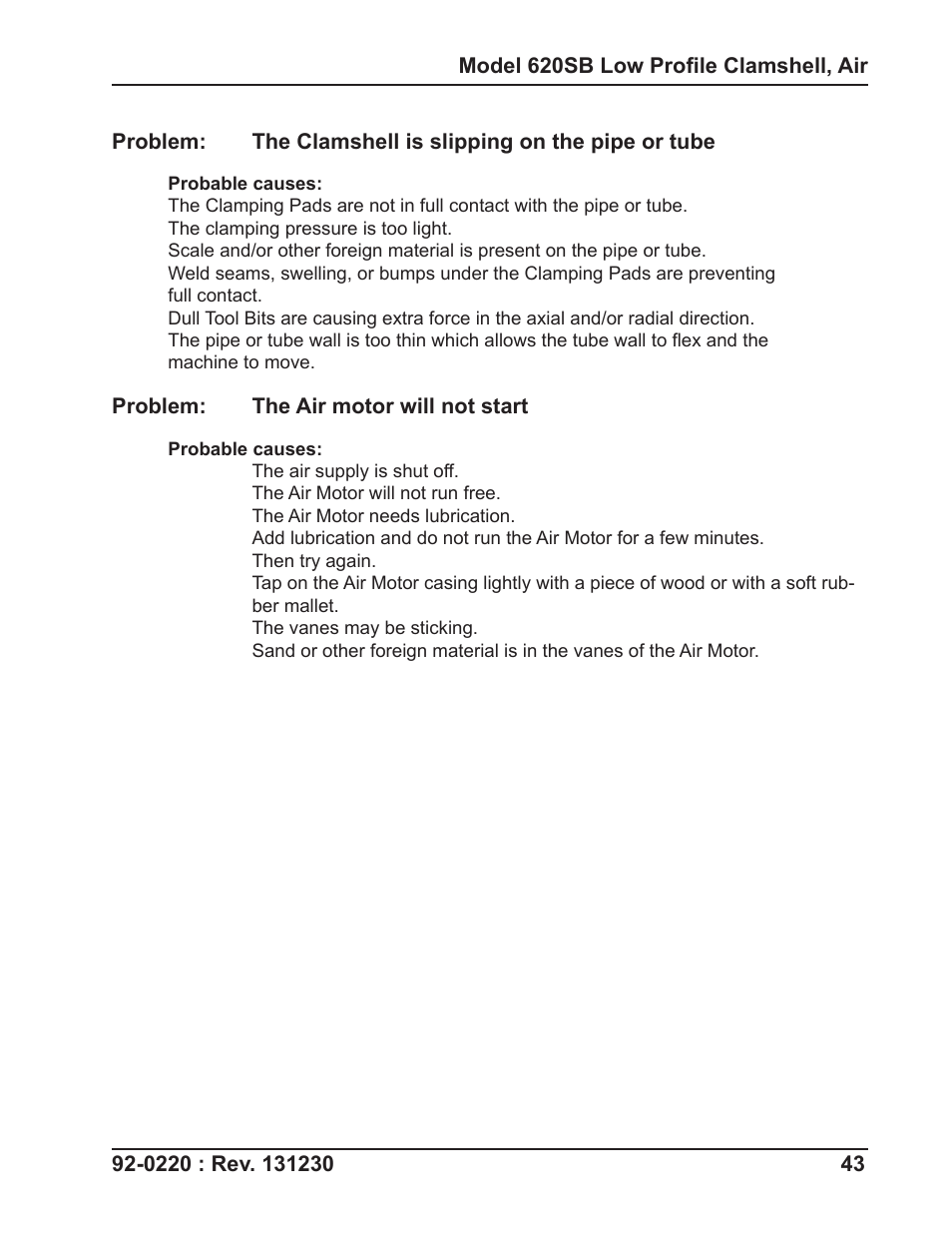 Tri Tool 620SB Clamshell Air User Manual | Page 43 / 57