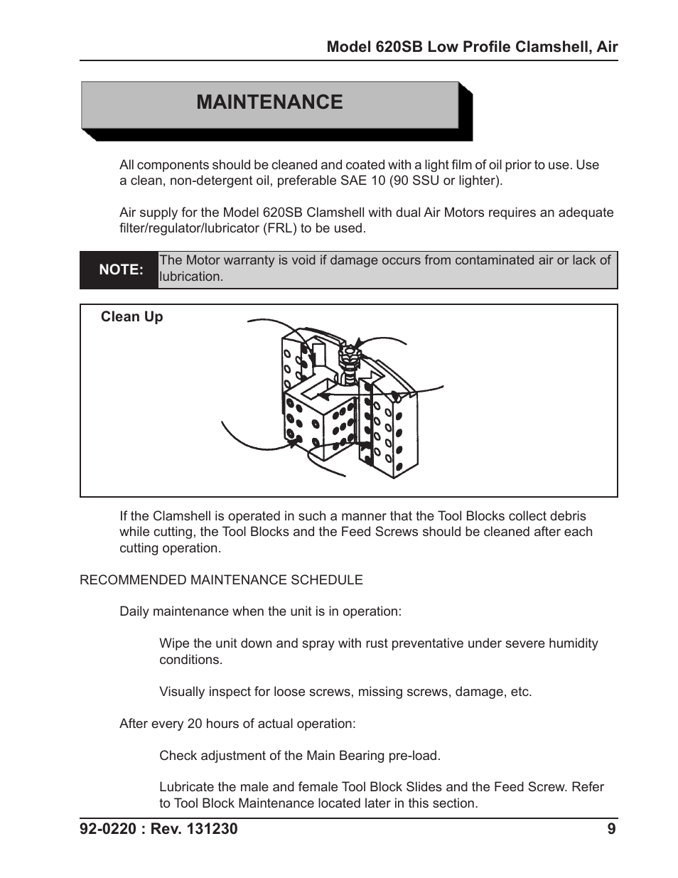 Maintenance | Tri Tool 620SB Clamshell Air User Manual | Page 9 / 57