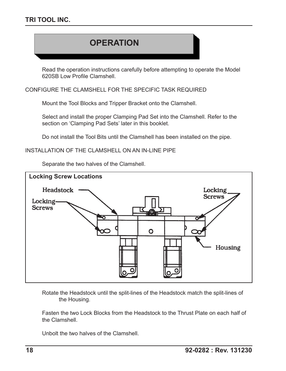 Operation | Tri Tool 620SB Clamshell Hydraulic User Manual | Page 18 / 54